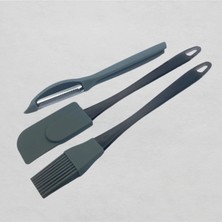 Dore Voir 3 Lü Set Soyacak/yumurta Fırçası/ Sıyırma Spatulası- Gri Renkli