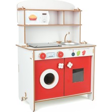 Rozitoys Ahşap Montessori Eğitici LED Ocaklı Çocuk Mutfağı / 61,5X30X97,5 cm / Hediye Paspasl
