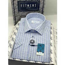 Fitmens Klasik Kısa Kol Yaka Alttan Düğmeli Hediye Kutulu Erkek Gömlek FS-004564 - Mavi