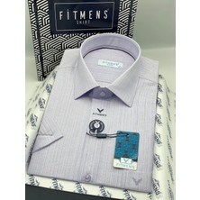 Fitmens Klasik Kısa Kol Keten Cotton Nefes Alan Kumaş Hediye Kutulu Erkek Gömlek FS-004572 - Lila