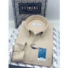Fitmens Slim Fit Uzun Kol Pamuklu Hediye Kutulu Kolay Ütülenebilir Erkek Gömlek FS-002225 - Bej