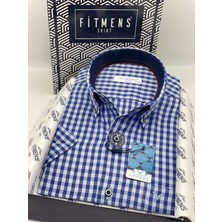 Fitmens Klasik Kısa Kol Kareli Yaka Düğmeli Hediye Kutulu Erkek Gömlek FS-004576 - Lacivert