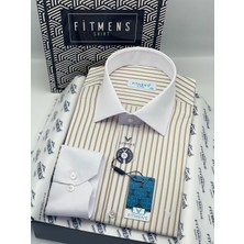 Fitmens Klasik Uzun Kol Cepsiz Yaka Manşet Beyaz Hediye Kutulu Erkek Gömlek FS-004325 - Beyaz Bej
