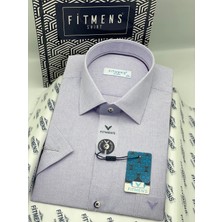 Fitmens Klasik Kısa Kol Keten Cotton Nefes Alan Kumaş Hediye Kutulu Erkek Gömlek FS-004573 - Lila