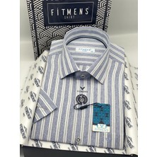 Fitmens Klasik Kısa Kol Keten Cotton Nefes Alan Kumaş Hediye Kutulu Erkek Gömlek FS-004574 - Lacivert