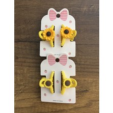 Gülümse Gel Ayçiçeği Mandal Toka Günebakan Mandal Toka Seti Sarı 4'lü Kıskaçlı Toka Seti