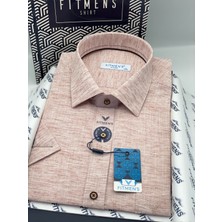 Fitmens Klasik Kısa Kol Keten Nefes Alan Yaka Alttan Düğmeli Hediye Kutulu Erkek Gömlek FS-004566 - Koyu Bej