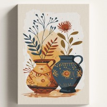 Sayılarla Boyama Tuval Hobi Seti Motifli Vazo Temalı Fırça ve Boya Dahil Set (Çıtalı) 40X50