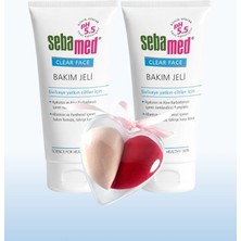 Sebamed Clear Face Sivilceye Yatkın Ciltler Için Etkili Hyalüronik Asit Içerikli Nemlendirici Etkili Bakım Jeli 50 ml 2 Adet + Makyaj Süngeri Hediye