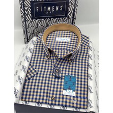 Fitmens Klasik Kısa Kol Kareli Yaka Düğmeli Hediye Kutulu Erkek Gömlek FS-004576 - Camel