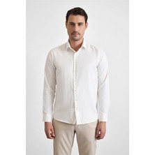 Süvari Ekru Slim Klasik Yaka Casual Gömlek