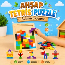 Circle Toys Ahşap Tetris Zeka Oyunu – Montessori Eğitici Renkli Geometrik Bulmaca Puzzle