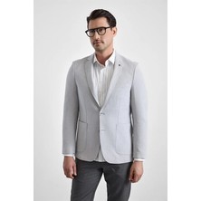 Süvari Gri Slim Mono Yaka Torba Cep 6 Drop Klasik Ceket