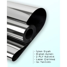 Sundark 152 cm x 5 Metre | ISI YALITIMLI | (Içten Siyah / Dıştan Aynalı) | Blacksilver Cam Filmi |