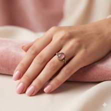 Hedea Üzüm Tanesi Gerçek Doğaltaş Ayarlanabilir Bronz Pembe Kadın Yüzük