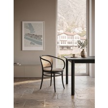 Gazzini Furniture Amasya Kolçaklı Hazeranlı Döşemeli Ahşap Sandalye