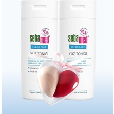 Sebamed Clear Face Akne Eğilimli Cilt - Gözenek Sıkılaştırıcı Siyah Nokta Karşıtı Temizleyici Tonik 200 ml 2 Adet + Makyaj Süngeri Hediye