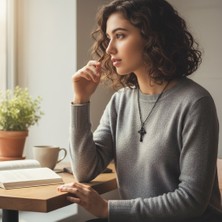 Hedea Mat Siyah Paslanmaz Kelt Haçı Tasarım Unisex Top Zincirli Kolye