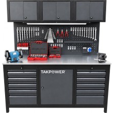 Takpower2 Metre Izeltas Dolu Takım Tezgahı 10 Çekmeceli Üsten Dolaplı Premium