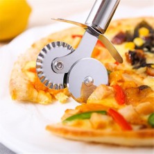 Munico Çift Rulolu Paslanmaz Çelik Pizza Kesici, Pizzaları, Turtaları, Hamur Işlerini Kesmek Için