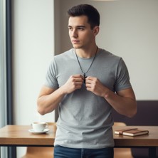 Hedea Mat Siyah Paslanmaz Haç Tasarım Unisex Top Zincirli Kolye
