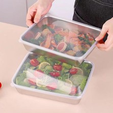Munico 5 Adet Paslanmaz Çelik Plaka Kapaklı Gıda Sınıfı Kalınlaşmış Gıda Saklama Kapları Fırın Mutfak