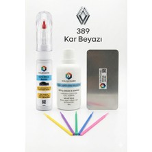 Colorguard Renault 389 Kar Beyazı Iğneli ve Fırçalı 2 Si 1 Arada Rötuş Boyası Yüzey Temizleme Solüsyonu Profesyonel ve Çapaksız Rötuş Çeliği 5'li Uygulama Çubuğu Seti