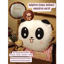 Paganca Kutulu Hediye Seti Kişiye Özel İsimli / Panda Yastık 35CM ve Ayıcık Anahtarlık