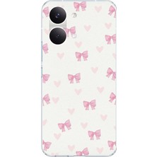 TechTree Poco X8 Pro Max Uyumlu Fiyonklar ve Pembe Kalpler Baskılı Silikon Kılıf