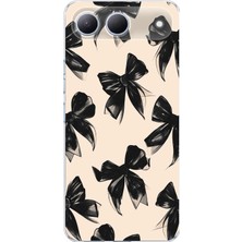 TechTree Tecno Spark 40 5g Uyumlu Siyah Fiyonk Kurdele Baskılı Silikon Kılıf