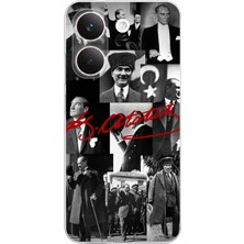 TechTree Poco X8 Pro Uyumlu Kırmızı Mustafa Kemal Atatürk Imza Baskılı Silikon Kılıf