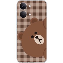 TechTree Poco X8 Pro Max Uyumlu Kahverengi Ayı Yan Tasarımlı Baskılı Silikon Kılıf