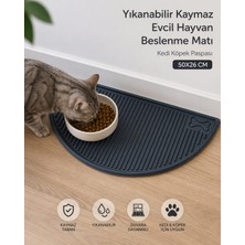 Black Gold Evcil Hayvan Beslenme Matı Su Geçirmez Havuzlu Kaymaz Kedi Köpek Mama Paspası Mama Altlığı 50X26 cm