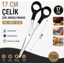 lawrenceshop 17 cm Çelik Çok Amaçlı Makas Saç Kağıt El Işi Kesim Makası Ergonomik Saplı