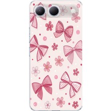 TechTree Tecno Spark 40 5g Uyumlu Pembe Fiyonk, Çiçek ve Puantiye Baskılı Silikon Kılıf