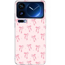 TechTree Xiaomi 17 Pro Max Uyumlu Soft Pembe Fiyonk Desenli Baskılı Silikon Kılıf