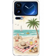 TechTree Xiaomi 17 Pro Max Uyumlu Sulu Boya Sahil ve Deniz Manzaralı Baskılı Silikon Kılıf