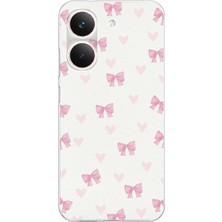 TechTree Poco X8 Pro Uyumlu Fiyonklar ve Pembe Kalpler Baskılı Silikon Kılıf
