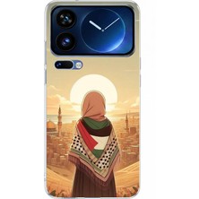 TechTree Xiaomi 17 Pro Max Uyumlu Filistine Özgürlük Kız Baskılı Silikon Kılıf