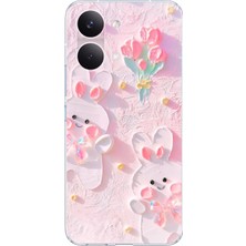 TechTree Poco X8 Pro Max Uyumlu Sevimli Tavşanlar Baskılı Silikon Kılıf