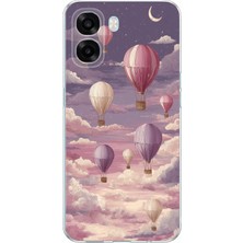 TechTree Oppo A6T - A6X Uyumlu Mor Gökyüzü ve Uçan Balon Baskılı Silikon Kılıf