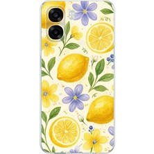 TechTree Oppo A6T - A6X Uyumlu Sulu Boya Limon ve Çiçek Desenli Baskılı Silikon Kılıf