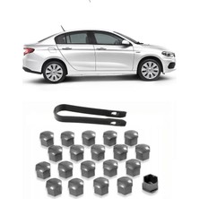 CME PARTS Fiat Egea Sedan 2015-2026 Uyumlu (Piyano) Parlak Gri Bijon Kapağı Takımı 17MM - 20 Adet