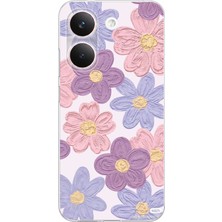 TechTree Poco X8 Pro Uyumlu Renkli Papatyalar Sulu Boya Baskılı Silikon Kılıf
