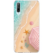 TechTree Tecno Pova Curve 2 5g Uyumlu Pembe Şemsiyeli Sahil Baskılı Silikon Kılıf