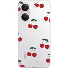 TechTree Poco X8 Pro Uyumlu Kirazlar Tasarımlı Baskılı Silikon Kılıf
