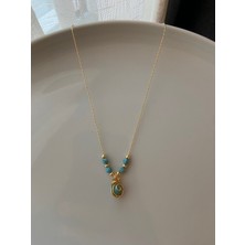 Anetta Jewelry Kadın Altın Renk Firuze Doğal Taş Altın Kaplama Kararmaz Kolye