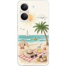 TechTree Poco X8 Pro Uyumlu Sulu Boya Sahil ve Deniz Manzaralı Baskılı Silikon Kılıf