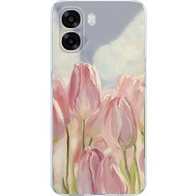 TechTree Oppo A6T - A6X Uyumlu Pembe Laleler Baskılı Silikon Kılıf