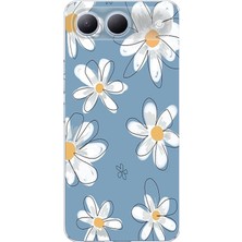 TechTree Tecno Spark 40 5g Uyumlu Mavi Papatya Bahçesi Baskılı Silikon Kılıf